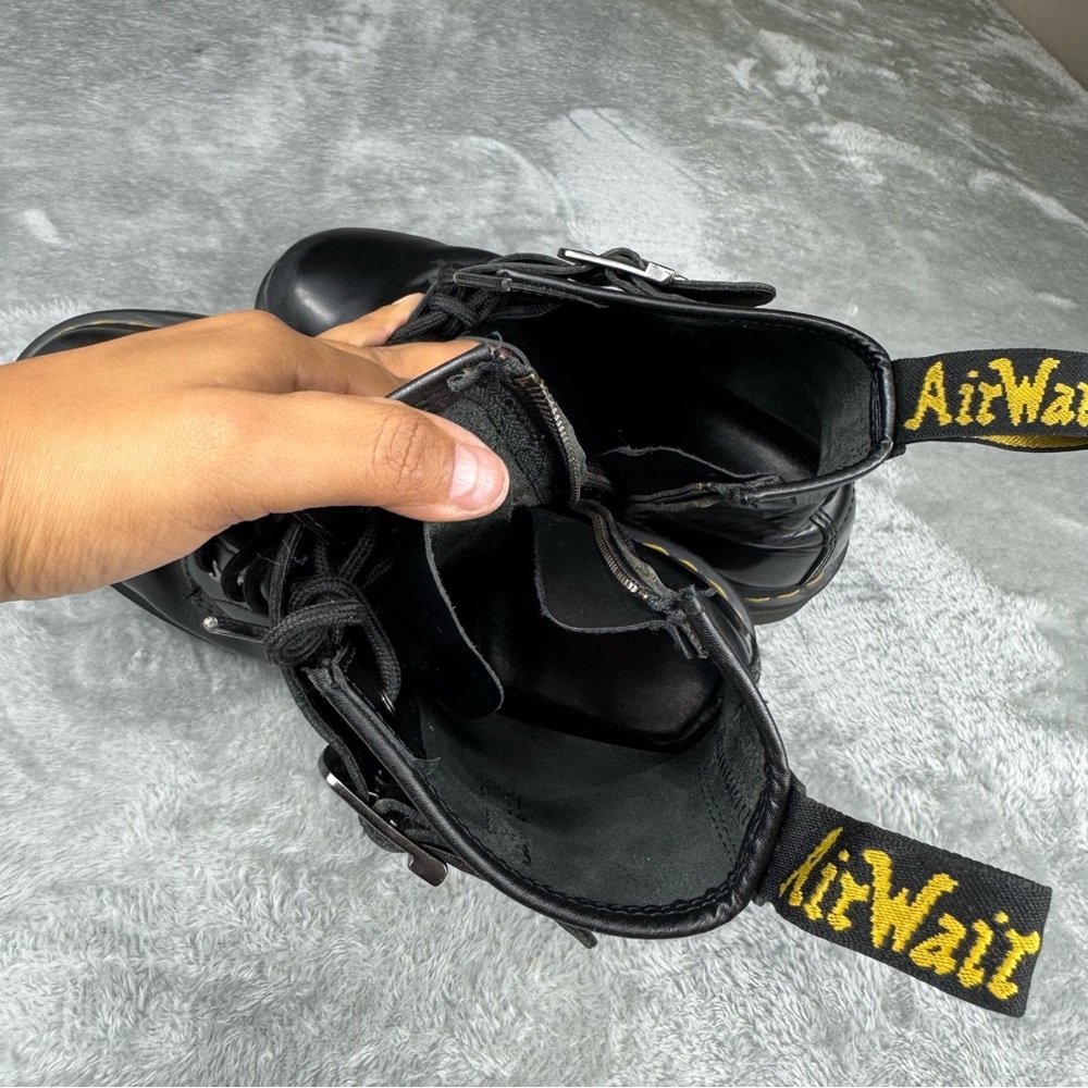 Dr. Martens Black Leather Lace Up/Zip Buckle Ankle Boots Good Condition W Wear - Picture 8 of 15